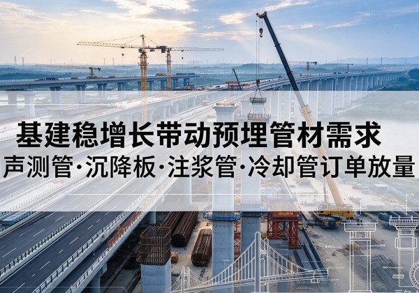 上城基建稳增长带动预埋监测管材需求，声测管、沉降板、注浆管订单持续放量